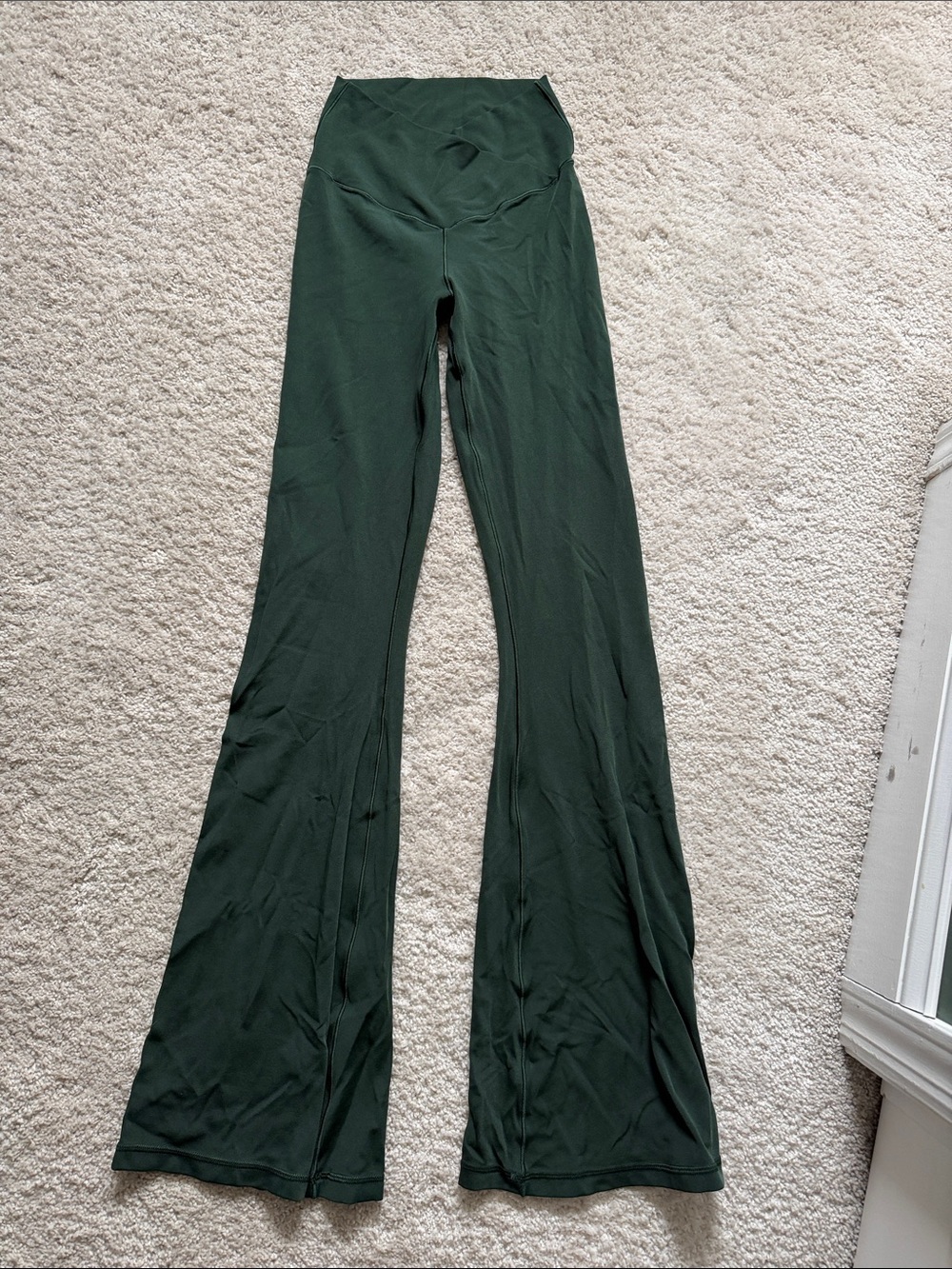 Offline crossover Waist Forest Green Flare Leg Yoga Pants